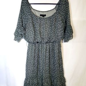 City Studio Gray White Polka Dot Summer Dress Size M